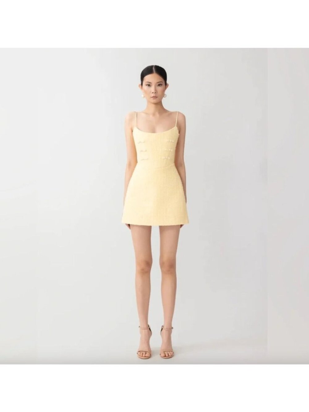 Sau Lee Andi Tweed Corset Mini Dress Butter Yellow Womens Size 14
